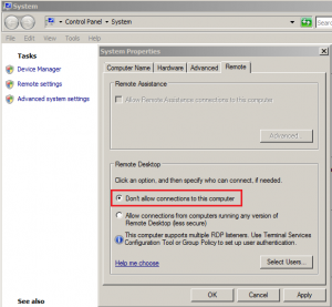 Remote Desktop Connections Disabled