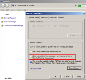 Remote Desktop Connections Enabled